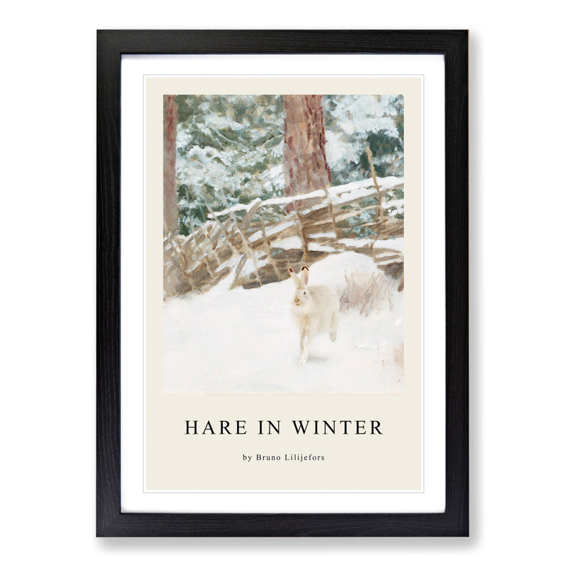 White Hare Vol.7 by Bruno Liljefors - Picture Frame Art Prints, 36cm H x 27cm W x 2cm D, Black Framed