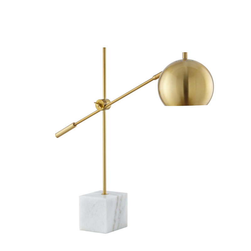 Lampe de bureau en métal Grabriela, Laiton, Blanc
