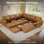 Canapé modulaire 120 po à 9 places en simili cuir avec rangement 120 po, brun-1188331620