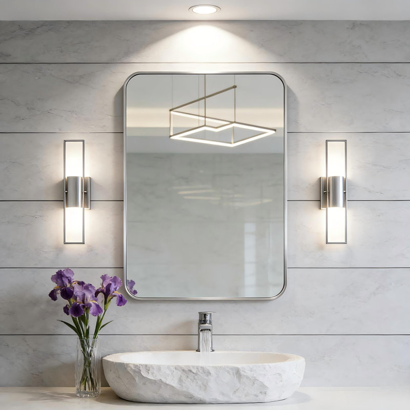 Miroir mural Mercedita, 30 po x 22 po, Argent