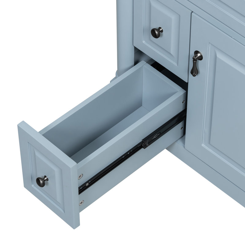 Meuble-lavabo 24 po avec comptoir en céramique, Bleu