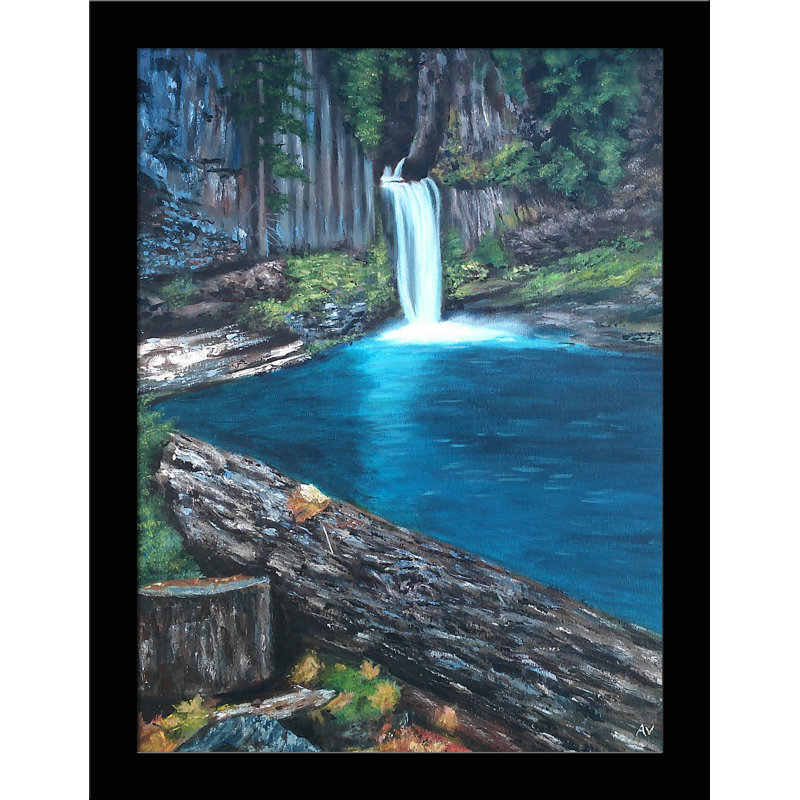 «Secret Waterfall» par Amy Valiante - reproduction d'art, Papier encadré noir, Pas de tapis, H 27 po x l 21 po x P 2 po