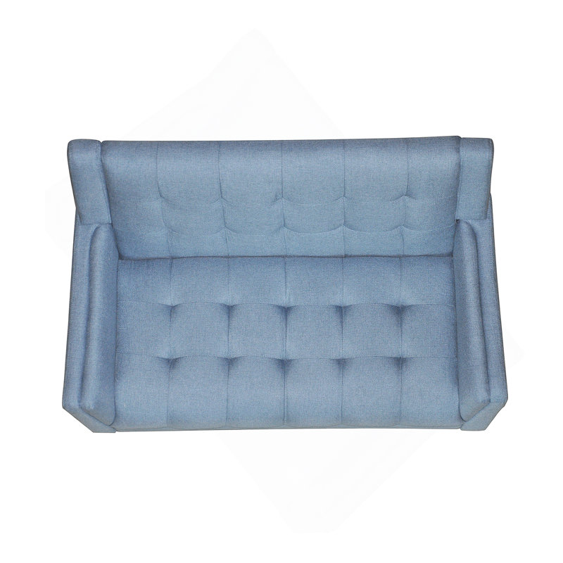 Alisa Blue Tufted Fabric Mid-Century Modern Loveseat