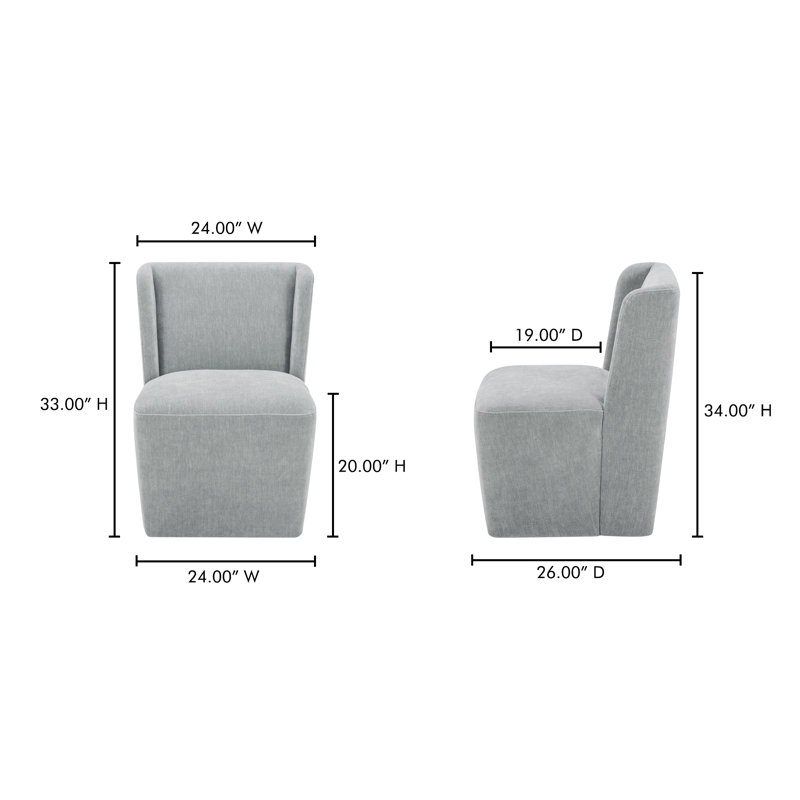 Corabeth Upholstered Rolling Dining Chair, Capri Sapphire