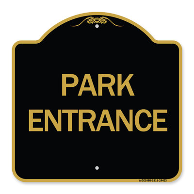 Enseigne Signmission Designer Series - entrée du parc | Enseigne architecturale noire et dorée en aluminium de gros calibre 18 po x 18 po | Protégez votre entreprise et votre commune | Fabriqué aux États-Unis