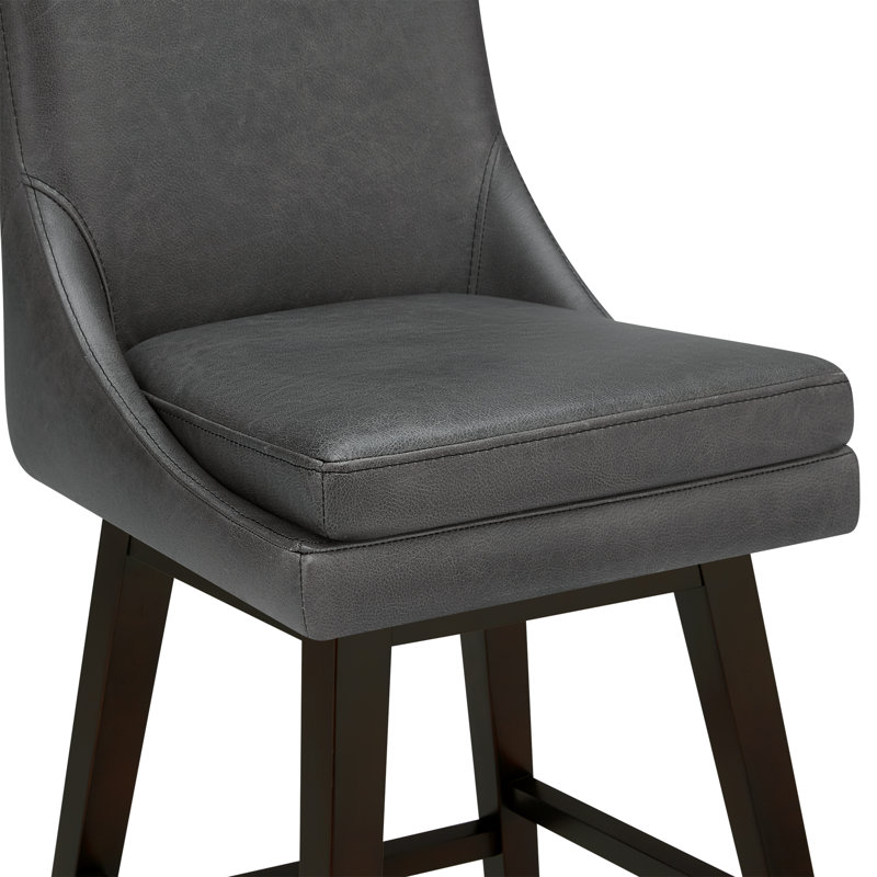 Tabouret de bar et de comptoir pivotant en cuir véritable Zahara Neri, Tabouret de comptoir (siège d'une hauteur de 26 p