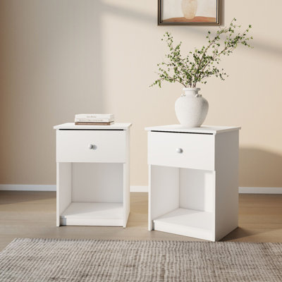 Ensemble de 2 tables de chevet modernes avec tiroir et rangement ouvert 15,6 po x 17,8 po x 24,2 po
