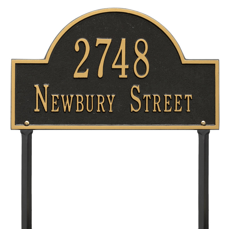 2-Line Lawn Address Sign, Black, Yes