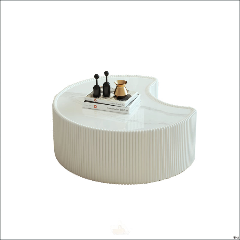 Table basse en cuir fritté clair de forme irrégulière en cuir, motifs gris uniques pour un décor de salon moderne