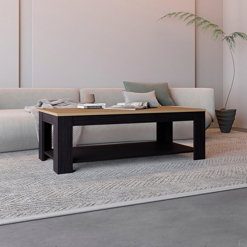 Table basse avec tablette de rangement ouverte