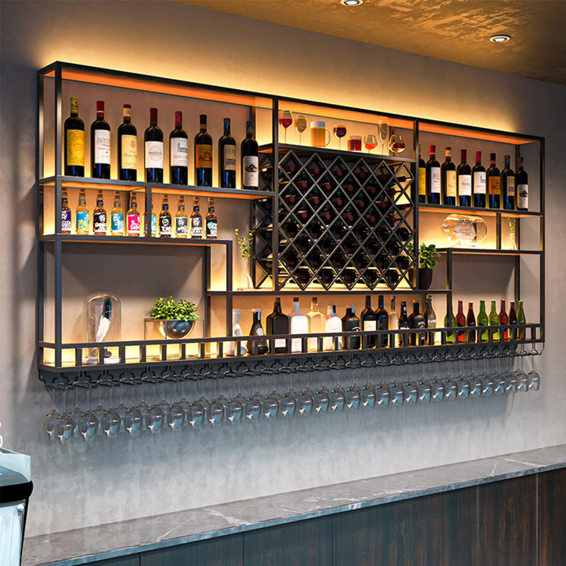 Simple industrial style wine rack, 47.2" H x 94.4" W x 7.8" D
