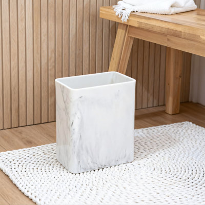 Rectangular Polyresin Trash Can (Marble Finish)