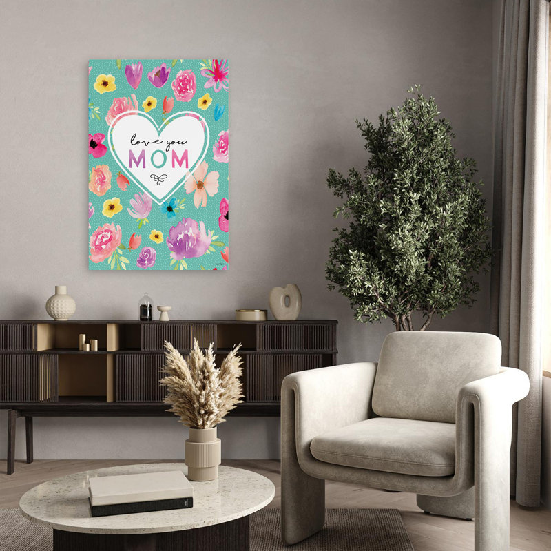 Love You Mom - Art contemporain inspirant de la fête des Mères, H 24 po x l 36 po