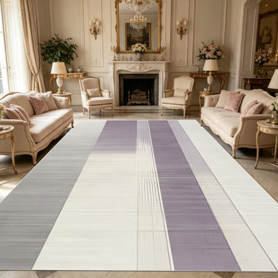 1PC minimalist horizontal striped woven mauve and off-white area rugs, Soft and Comfortable, easy-to-maintain, machine washable Indoor floor mat, suitable for living room, bedroom, dining room, entryway, back patio, sunroom, home office, Home Decor