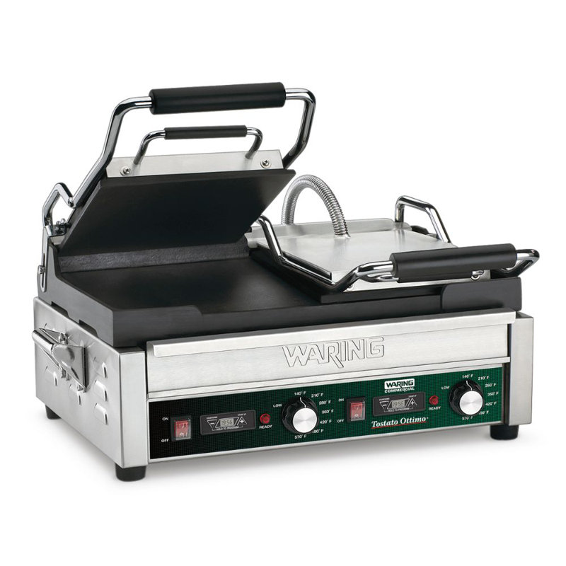Waring 17 in. Cast Iron Non Stick Electric Grill Sandwich Maker & Panini Press with Lid