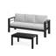 Ensemble de patio d'extérieur 2 pièces avec canapé 3 places 75 po et fauteuil d'appoint assorti, tissu d'oléfine noir et gris