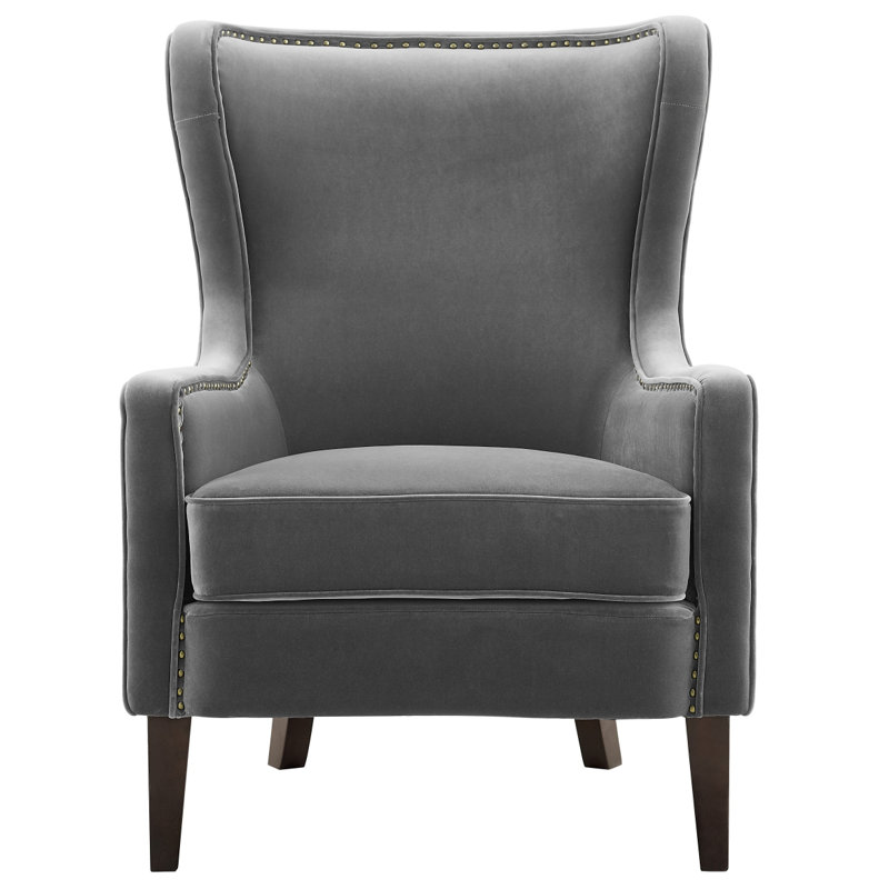 Rosco - Fauteuil à oreilles en velours, Velours gris
