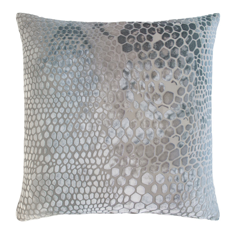 Snakeskin Square Velvet Pillow Cover & Insert, 22"H x 22"W, Robin's Egg