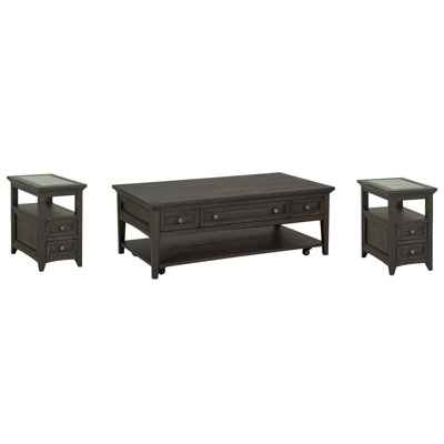 Rectangular Cocktail Table With 2 Chairside End Table