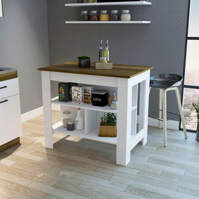 Îlot de cuisine, quatre pieds, trois tablettes