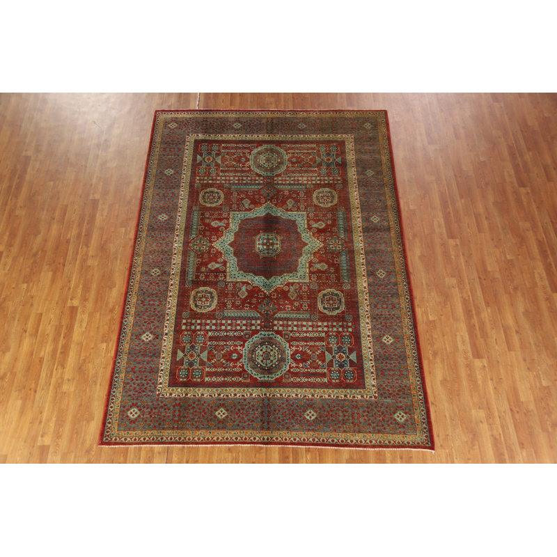 Tapis oriental géométrique en laine Kazak 7 x 10