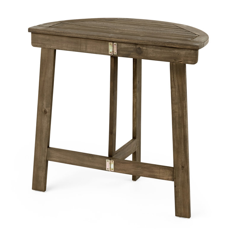 Half-Round Bistro Table, Grey, Constructed With Wood, Foldable Design Grey Wood And For Convenience
