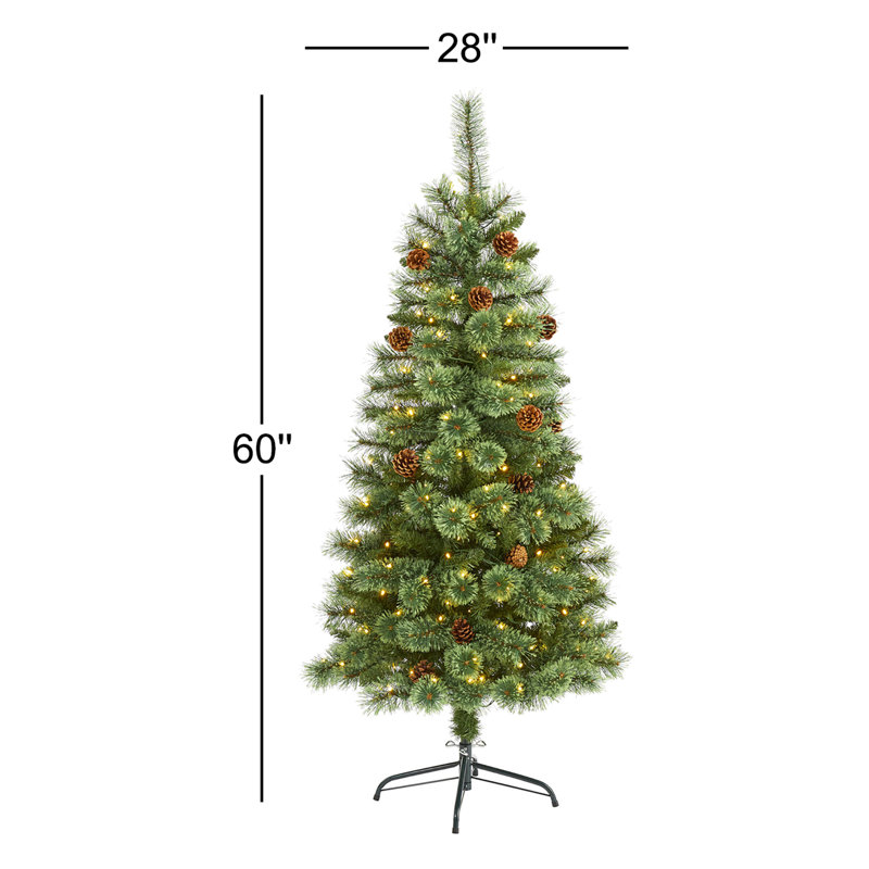 Lighted Artificial Christmas Tree, 5' H