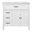  Meuble-lavabo 36 po avec lavabo en céramique intégré, structure en bois massif et rangement à fermeture en douceur, blanc-850452955