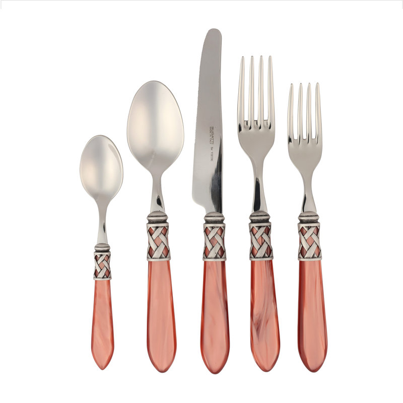 VIETRI Aladdin Stainless Steel Flatware Set, Rose