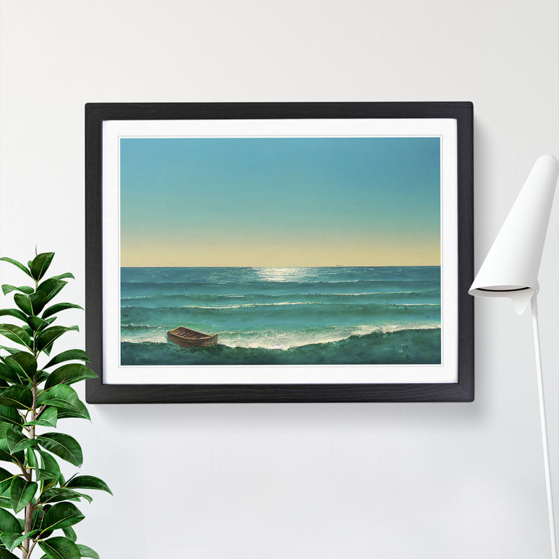 Single Boat - Single Picture Frame Print, Black Framed, 25cm H x 34cm W x 2cm D