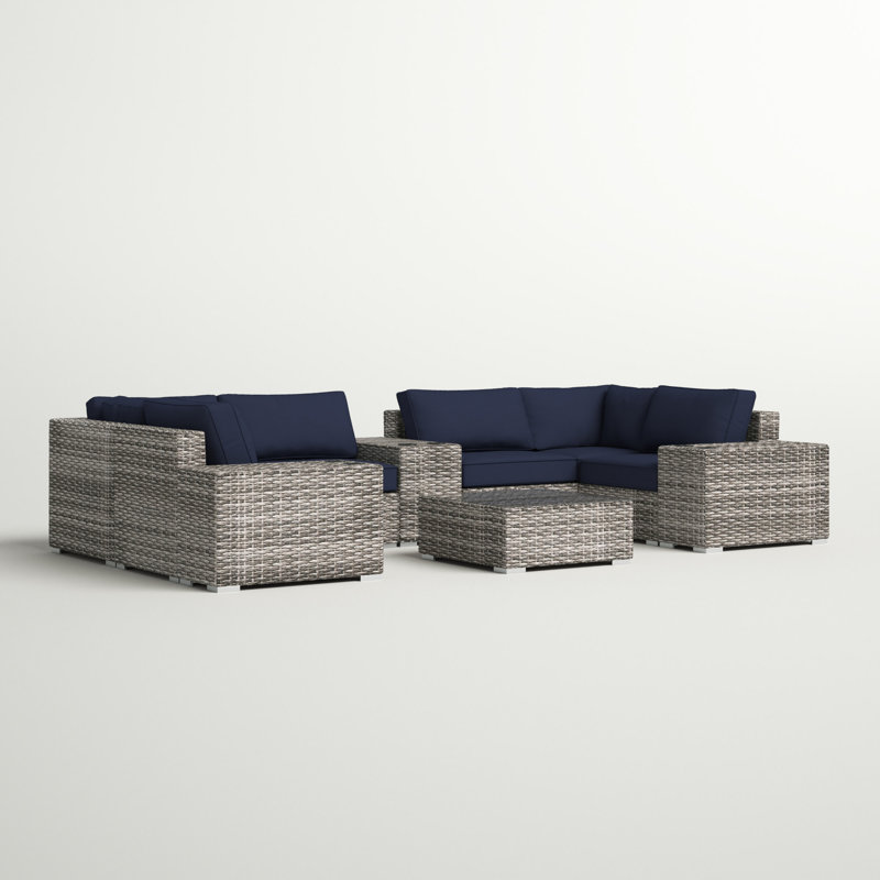 Ensemble de conversation modulaire avec coussins 3 pièces Lazaro Biles, Mélange de gris