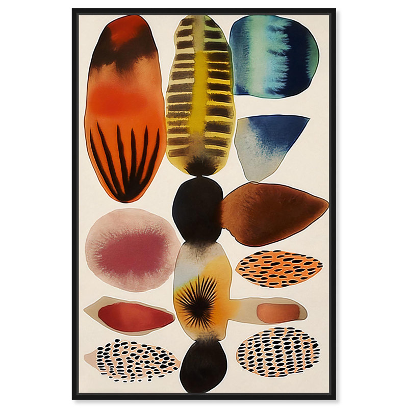 Pièces assemblées I, aquarelle abstraite par Art Remedy, Cadre flottant noir, H 16 po x l 11 po