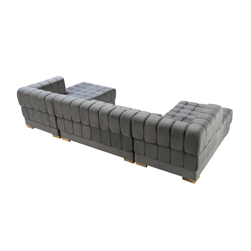 Ariana Velvet Double Chaise Sectional, Gray Velvet