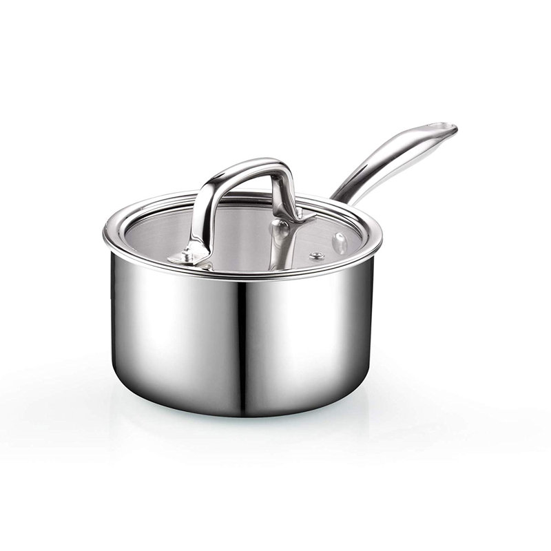 1.5 Quart Stainless Steel Saucepan with Glass Lid