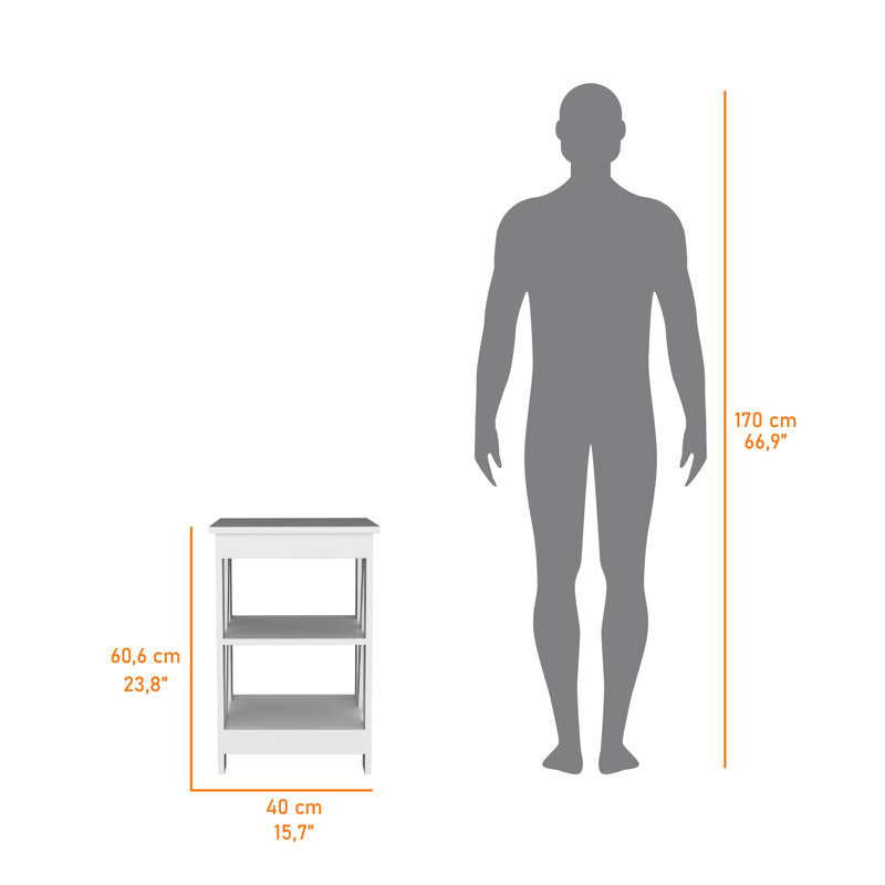 Table d'appoint Clio, avec deux tablettes, Blanc