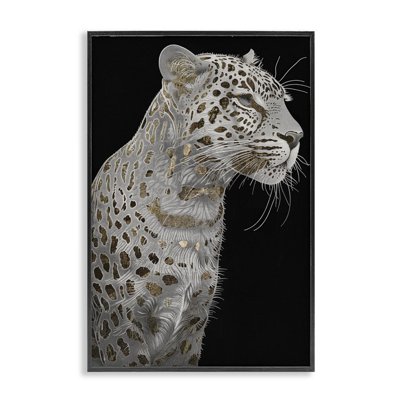 Elegant Glam Leopard Spots, estampe numérique, design par Sasha, H 24 po x l 16 po, Giclée encadrée noir minuit