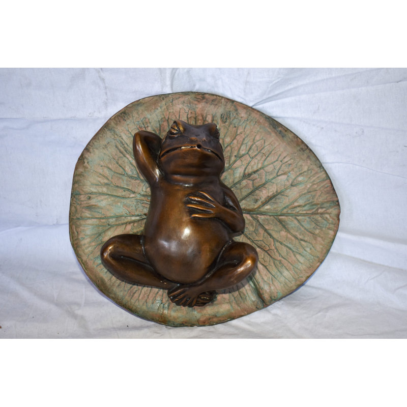 Fontaine murale en bronze à statue allongée sur colonne de lys Everrette 14 po x 6 po x H 12 po