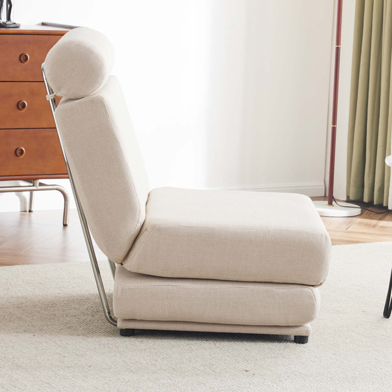 Canapé-lit simple pliable avec fauteuil, Blanc, crème