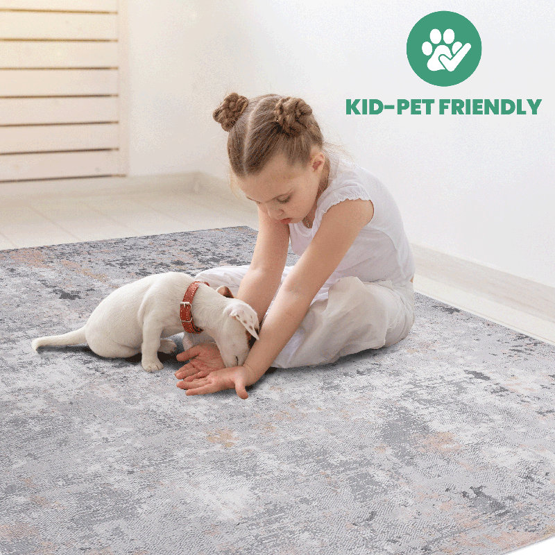 Naar Marfi Area Rugs, Grey/Multi/Abstract Accent Power Loom Machine -Crafted Rug, Rectangle 2' x 3'