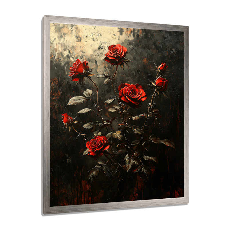 Blevins - Floral Canvas Wall Art, Silver, 20" H x 12" W, Reproduction encadrée d'une seule photo