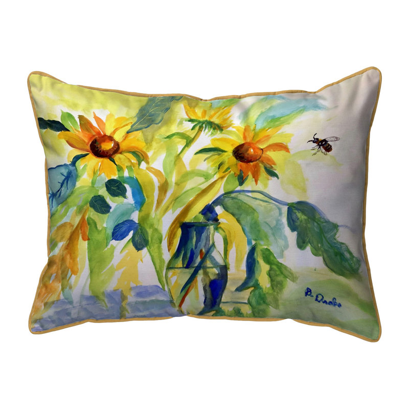 Coussin intérieur / extérieur Sunflowers & Bee, H 11 po x l 14 po