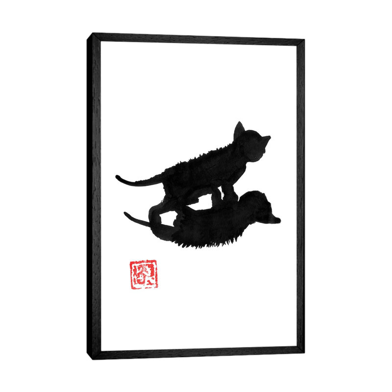 Cat Shadow 1 Piece Painting on Canvas, 101.6 cm H x 66.04 cm W, Black Framed