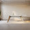 White sintered stone solid wood dining table