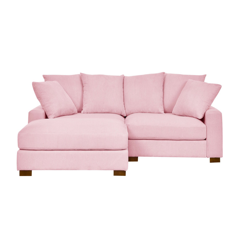 Xandar Corduroy Sofa, Pink, 3, 34" H x 86" W x 67.5" D
