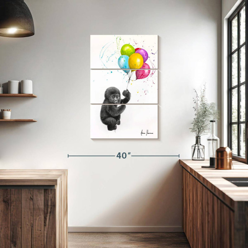 Bébé gorille et les ballons Brampt, H 38 po x l 24 po
