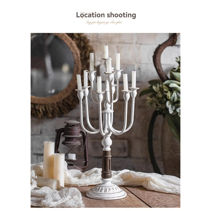 22.44'' H Metal Tabletop Candlestick, White