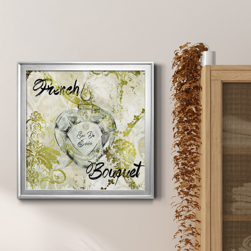Bouquet français - Peinture sur toile encadrée, H 17,5 po x l 17,5 po x P 1,5 po, Toile encadrée argentée