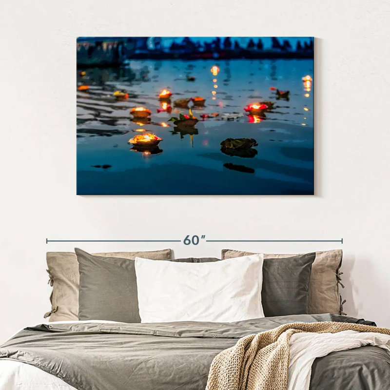 Ravi Ganges River Offerings, 32" H x 48" W