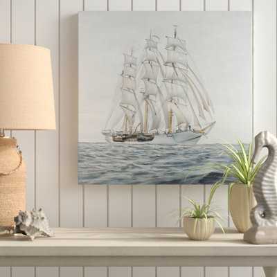 «Sailing Boat by a Cloudy Day», reproduction de peinture à l'huile sur toile tendue