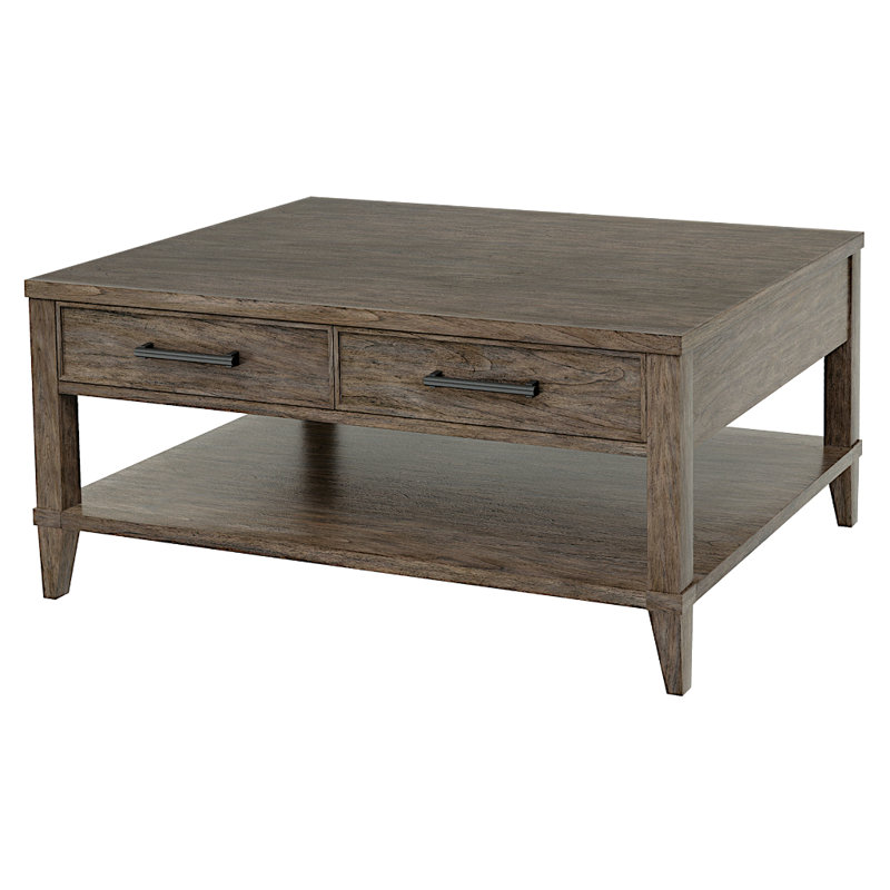 Table basse rectangulaire avec tiroirs et tablette - finition Arlington Heights
